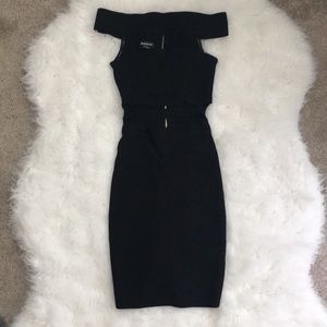 Bebe Black Strapless Bandage Dress